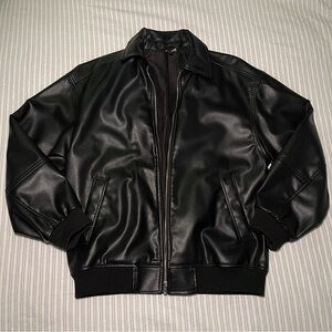 SOLD | Black Leather Bomber Jacket